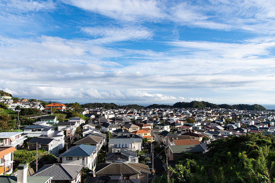 Rainy clouds on the residential district in Kanagawa prefecture of Japan Photograph by Taro Hama @ e-kamakura