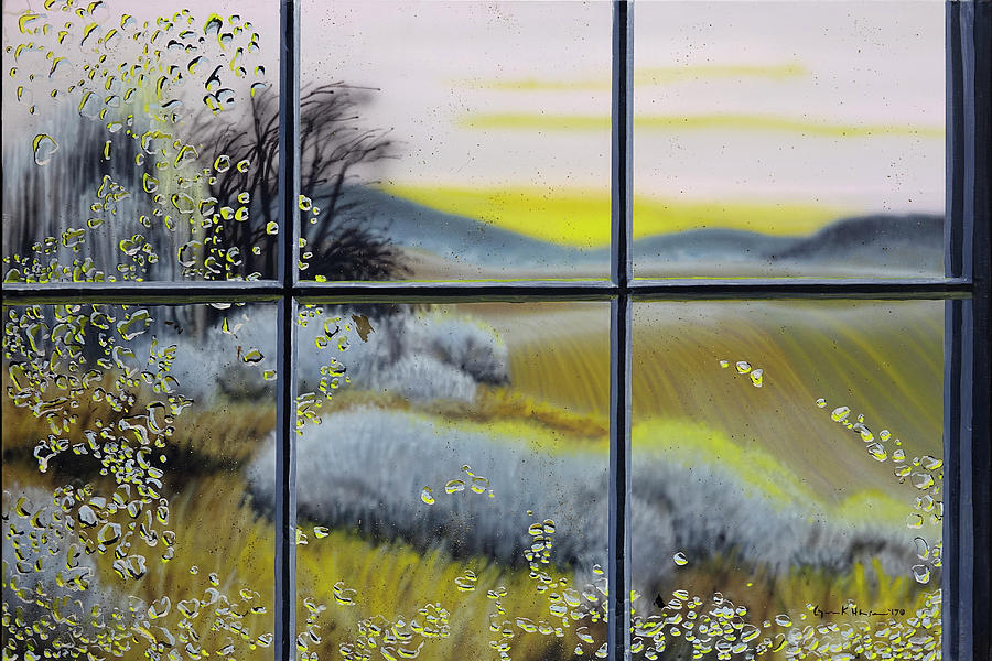 Rainy Dawn Through Barn Window Painting by Lynn Hansen