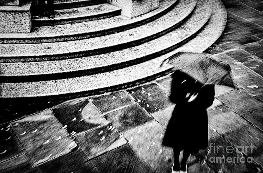 Rainy day and the woman in Black dress Photograph by Cyril Jayant