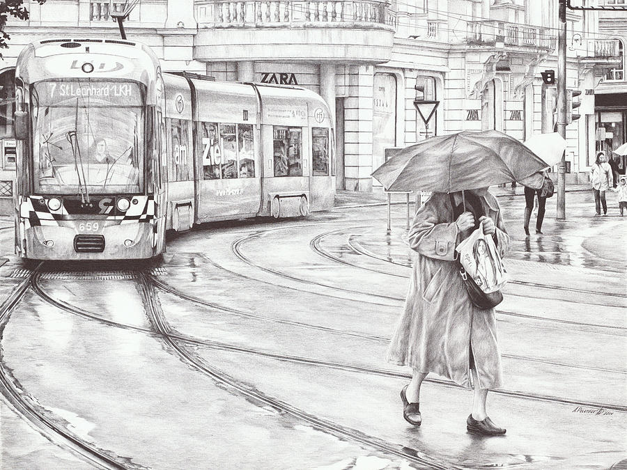 How to Draw an Umbrella in the Rain in 6 steps : Learn To Draw