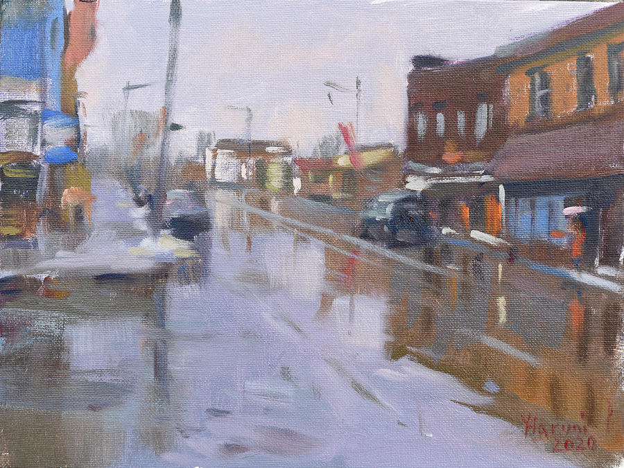 Rainy Day at Pine Ave Painting by Ylli Haruni