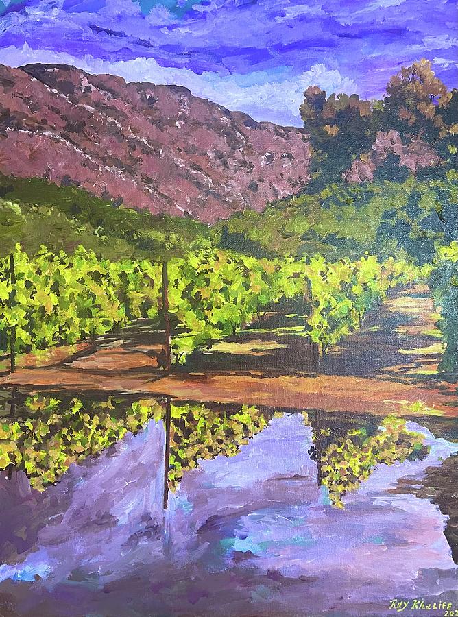 Rainy day at the vineyard  Painting by Ray Khalife