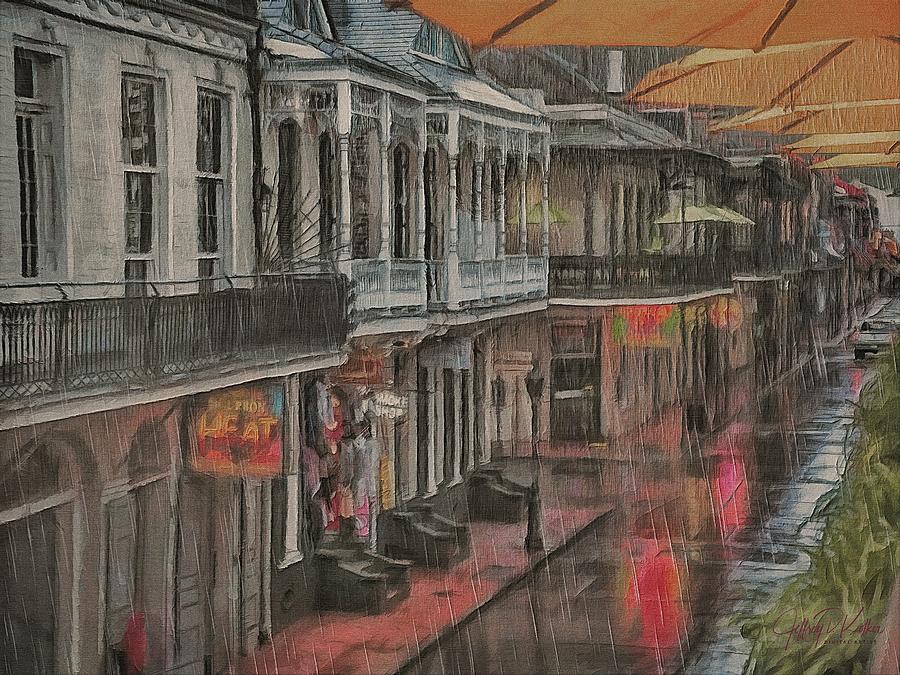 Rainy Day Bourbon Street - Right Painting by Jeffrey Kolker