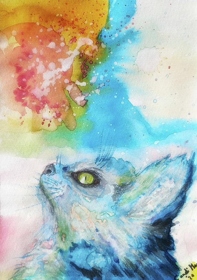 Rainy Day Cat Mixed Media by Candi Moon - Fine Art America