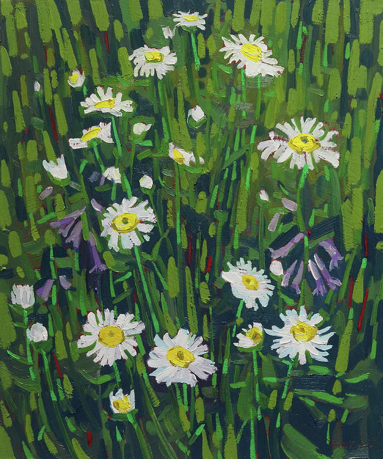 Rainy Day Daisies Painting by Phil Chadwick