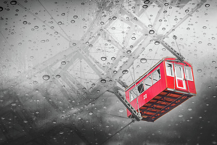 Rainy Day Ferris Wheel Prater Park Vienna Selective Color  Photograph by Carol Japp