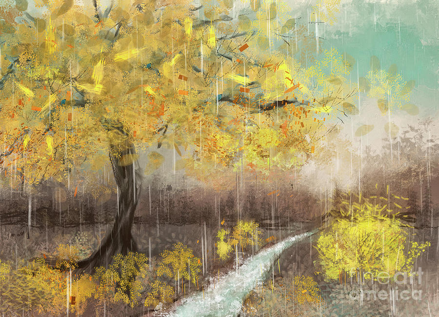 Rainy Day In Autumn Digital Art by Lois Bryan