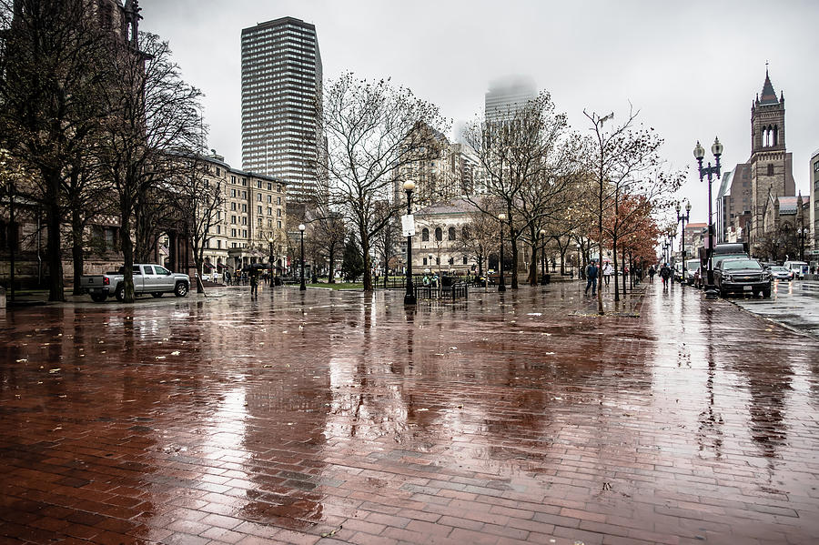 Rainy Day In City Of Boston Massachusetts Photograph by Alex Grichenko