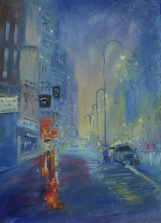 Rainy day in New York Painting by Darshana Anandaprema - Fine Art America