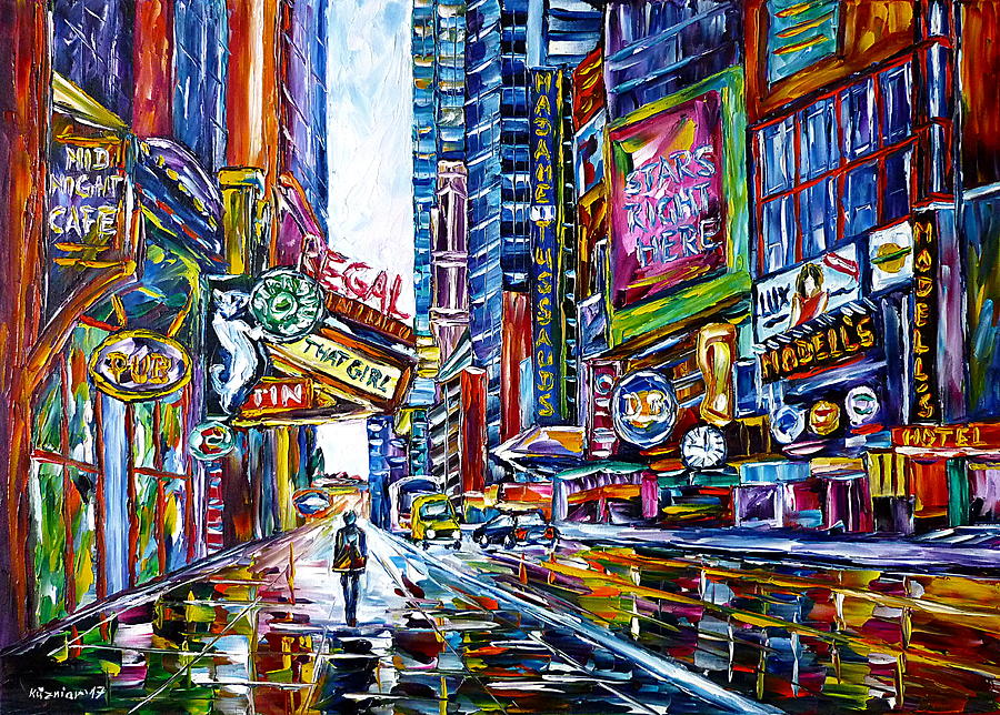 Rainy Day In New York Painting by Mirek Kuzniar