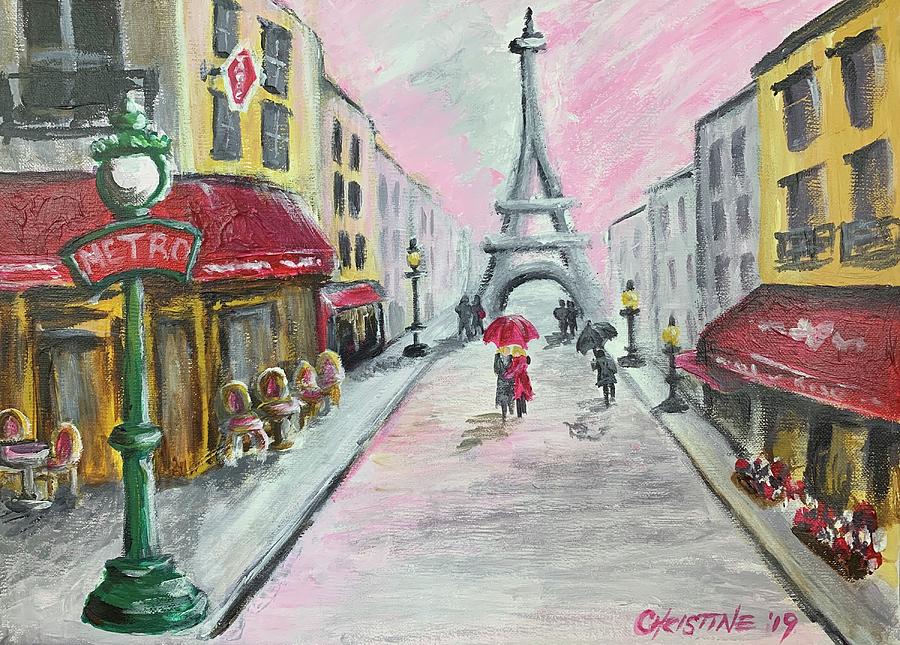 Rainy Day in Paris Painting by Christine Marie Rose