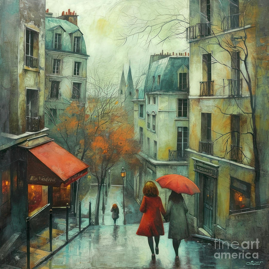 Rainy Day in Paris Digital Art by Jutta Maria Pusl