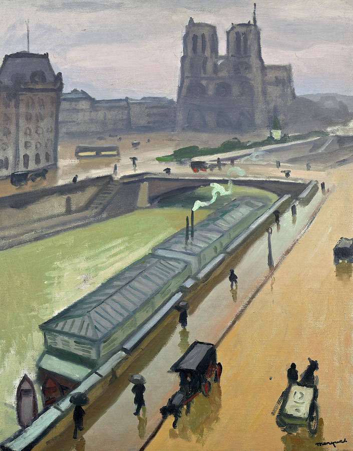 Notre Dame Painting - Rainy day in Paris, Notre-Dame, 1910 by Albert Marquet