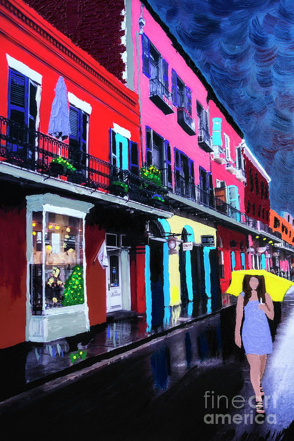 Rainy Day in the French Quarter Painting by Thomas R Fletcher