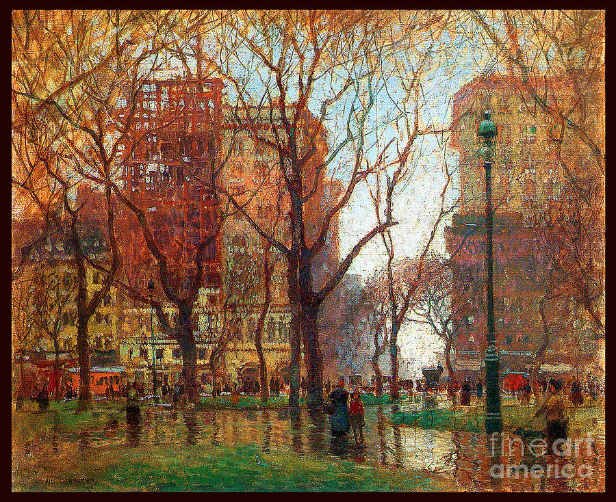 Rainy Day Madison Square New York 1907 Painting by Paul Cornoyer