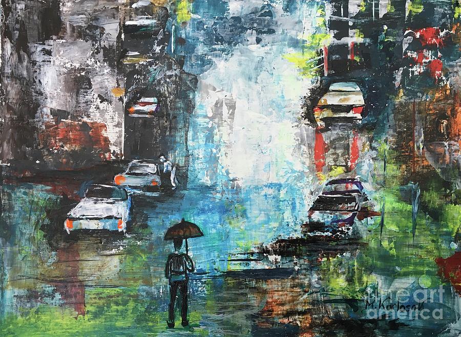 Rainy day Painting by Maria Karlosak