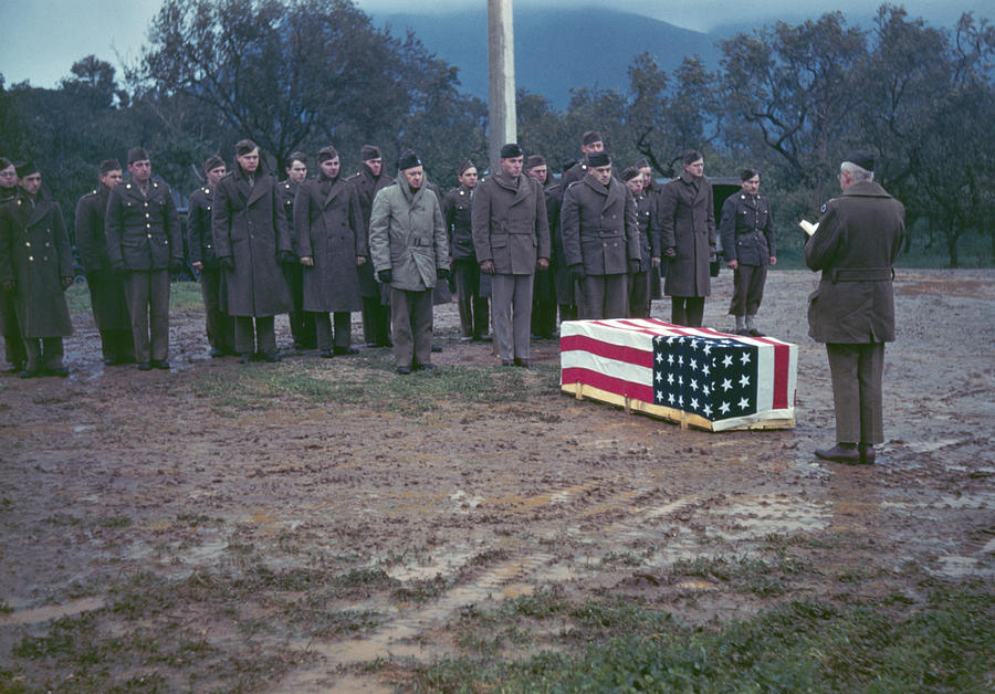Rainy Day Military Funeral - WW2 - Circa 1942 Photograph by War Is Hell Store
