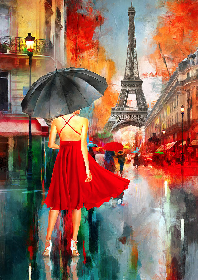 Rainy Day Paris with Eiffel tower Painting by Mohamadreza Zeidabadi ...