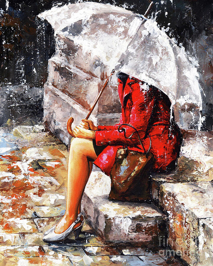Impressionism Painting - Rainy day LR23 - Woman of New York by Emerico Imre Toth