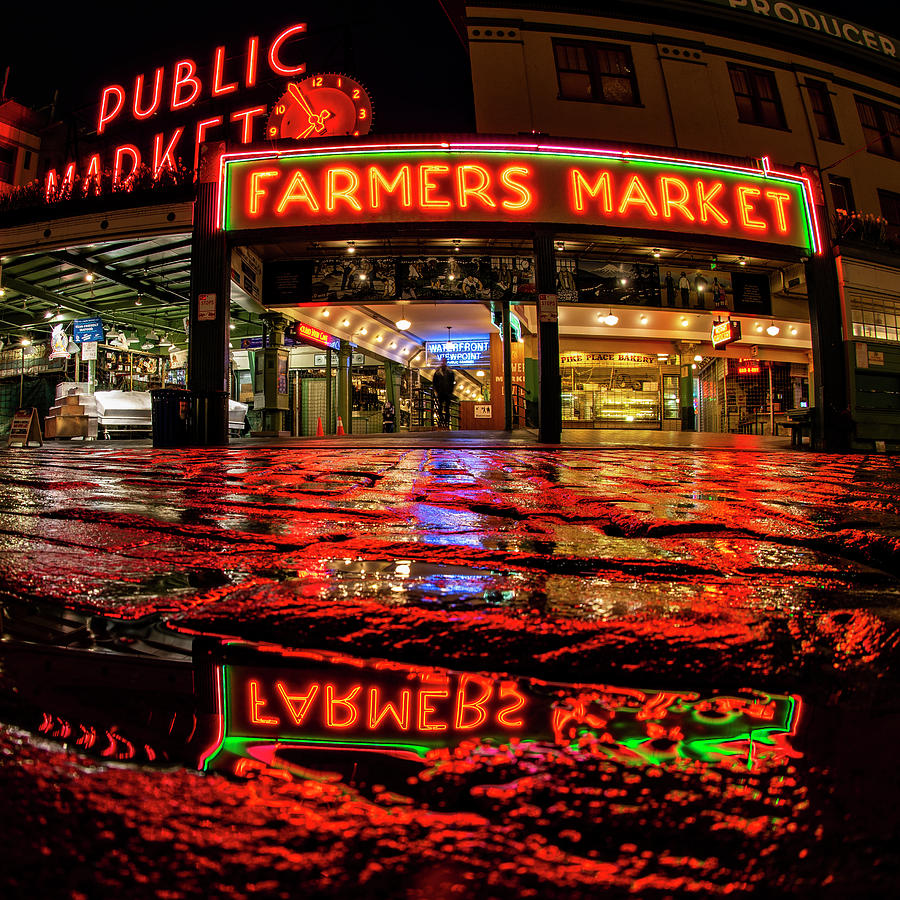 Rainy Night At Pike Place Market Photograph by Matt McDonald