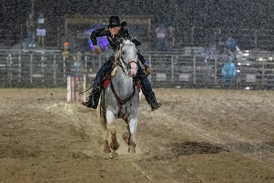 Rainy Night at the Rodeo Photograph by Fon Denton
