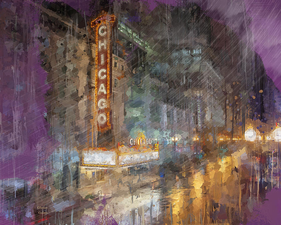 Rainy Night State Street Chicago Digital Art by Glenn Galen