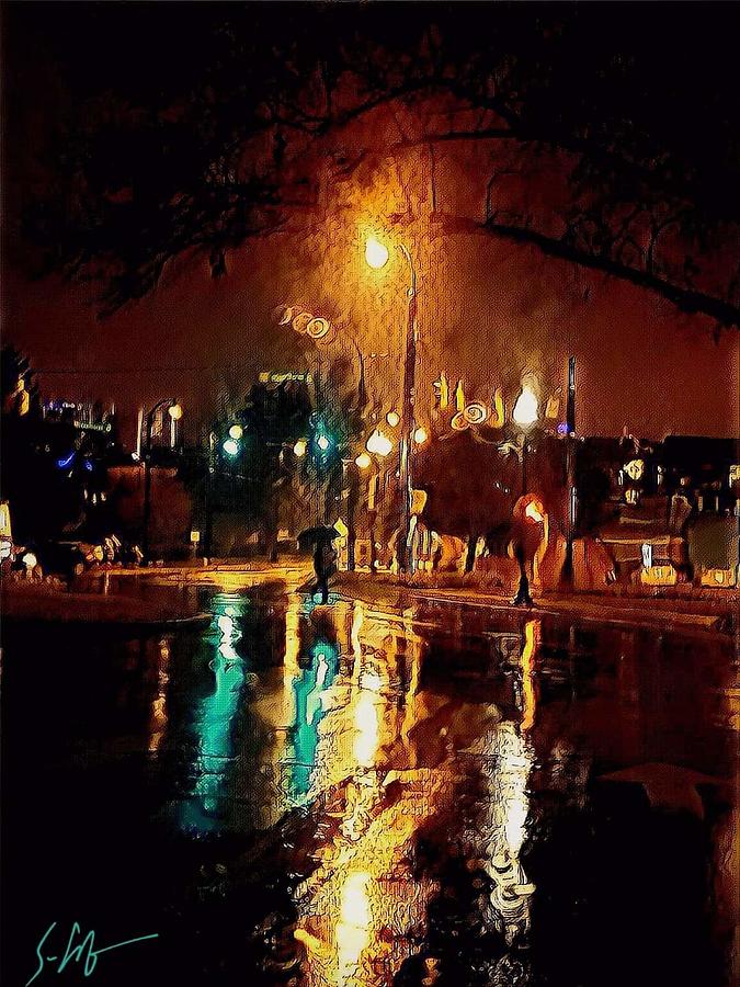 Charlotte Mixed Media - Rainy October Night by Stefan Duncan