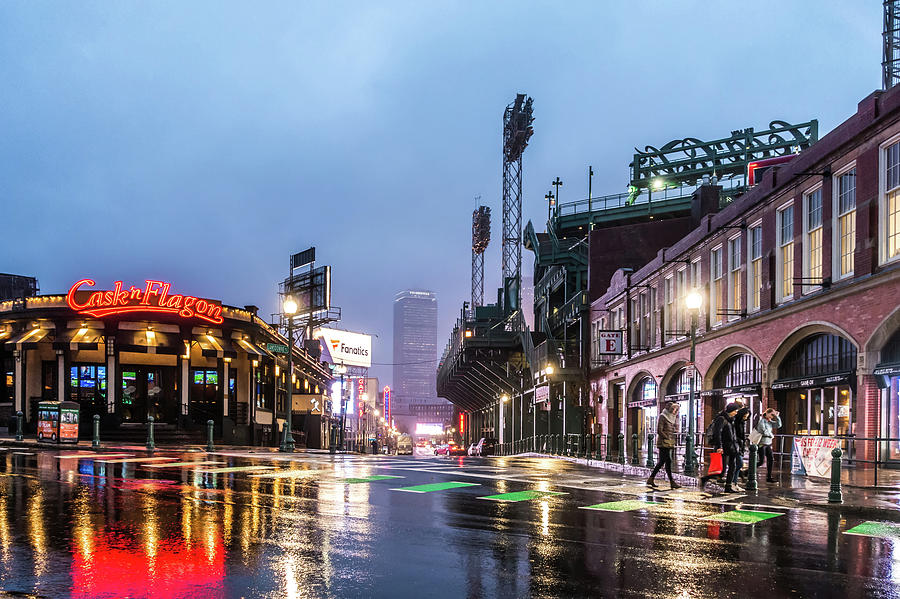 Rainy Wet Lansdowne Street In Boston Massachusetts Photograph by Alex Grichenko