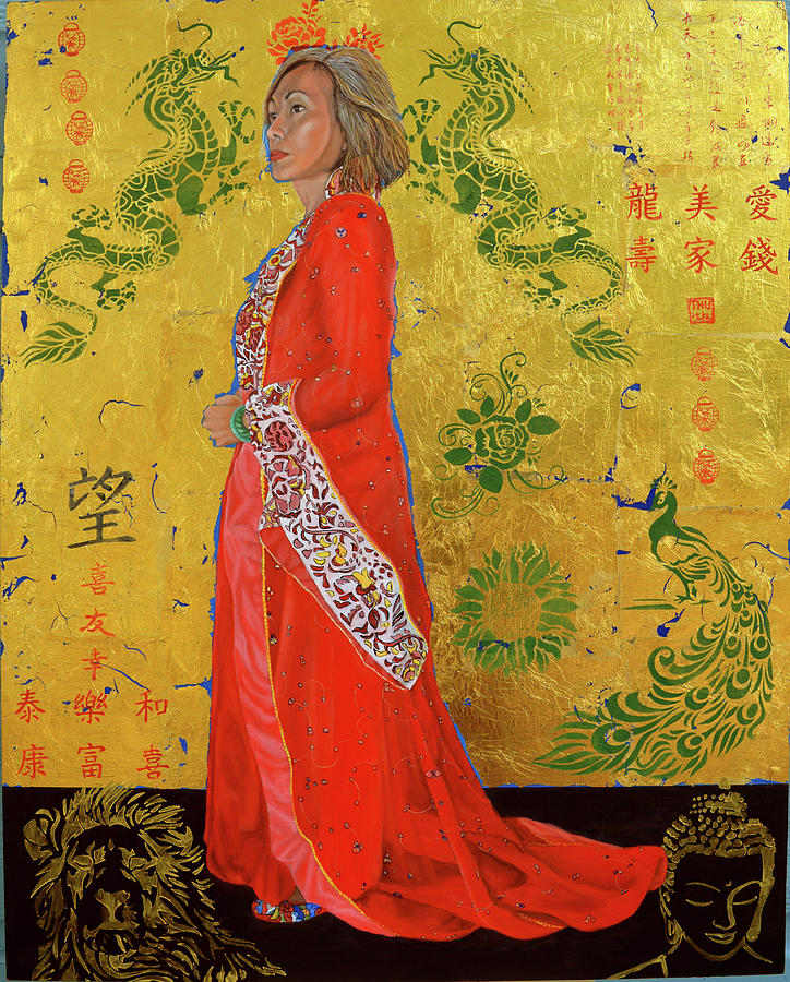 Raise the red lantern Painting by Thu Nguyen