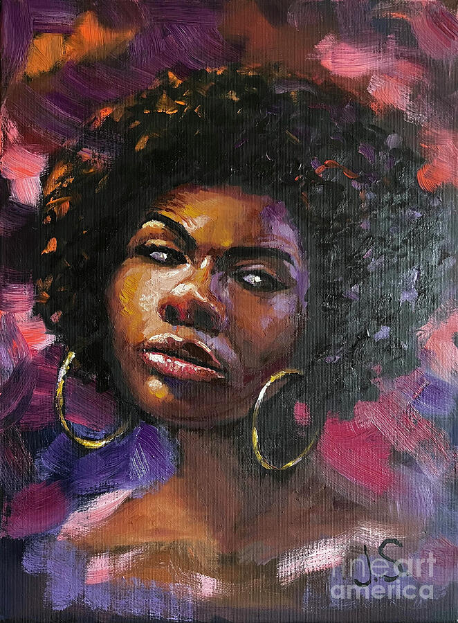 Strong Black Woman Painting - Raised Brow Sassy Black Woman by Julia Strittmatter
