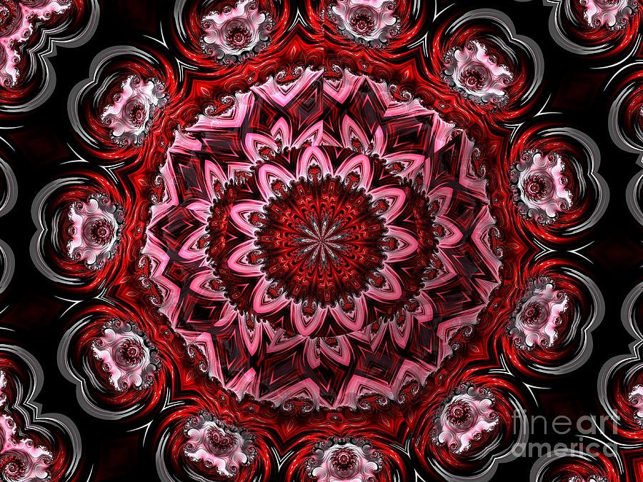 Raised Garden of Red and Pink Flowers in the Night Fractal Abstract Digital Art by Rose Santuci-Sofranko