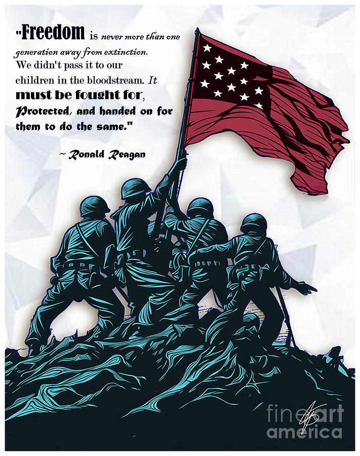 Raising the Flag- Iwo Jima Digital Art by Jennifer Page