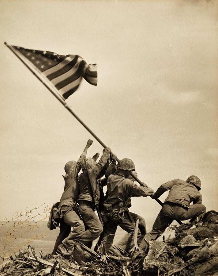 Flag Painting - Raising the Flag on Iwo Jima, 1945 by American History
