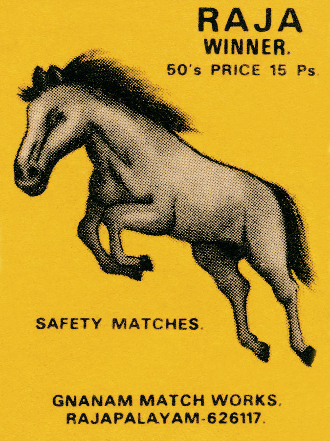 Vintage Drawing - Raja Winner Safety Matches by Vintage Match Covers