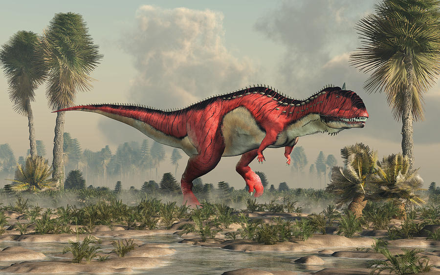 Rajasaurus in a Wetland Digital Art by Daniel Eskridge