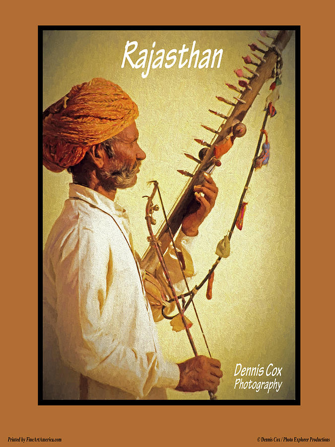 Musician Photograph - Rajasthan travel poster by Dennis Cox Photo Explorer