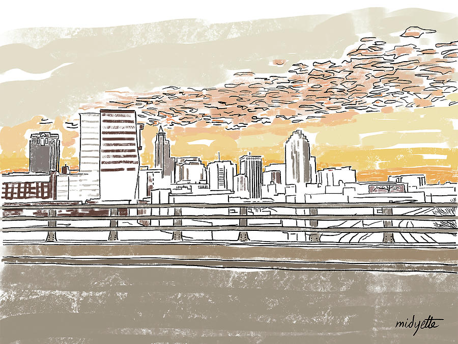 Raleigh, NC from west Digital Art by Tommy Midyette