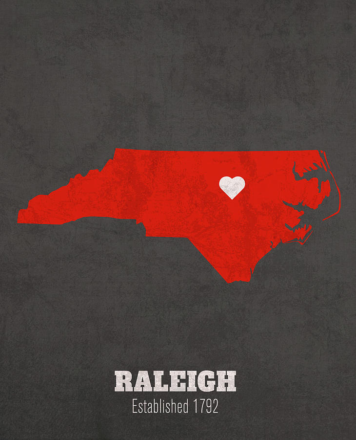 Raleigh North Carolina City Map Founded 1792 North Carolina State