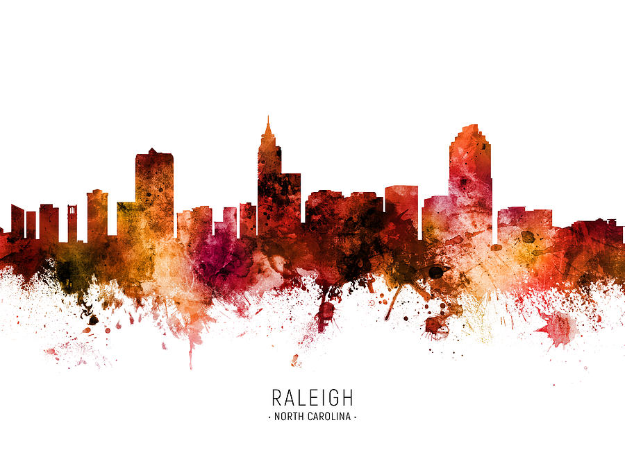 Raleigh Digital Art - Raleigh North Carolina Skyline #16 by Michael Tompsett