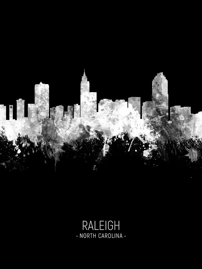 Raleigh North Carolina Skyline #33 Digital Art by Michael Tompsett