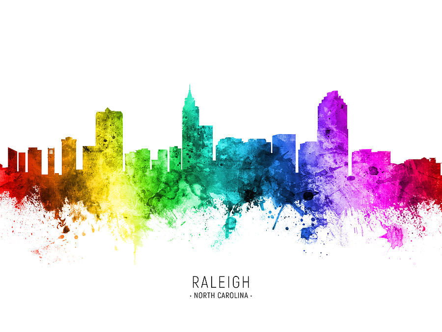 Raleigh Digital Art - Raleigh North Carolina Skyline #90 by Michael Tompsett