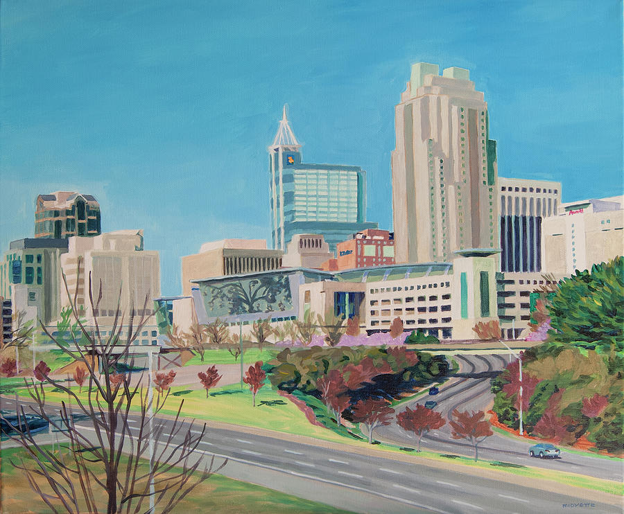 Raleigh Skyline 2020 Painting by Tommy Midyette