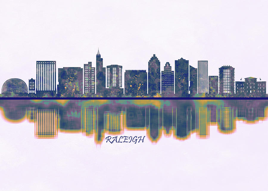 Raleigh Skyline Painting by NextWay Art - Pixels