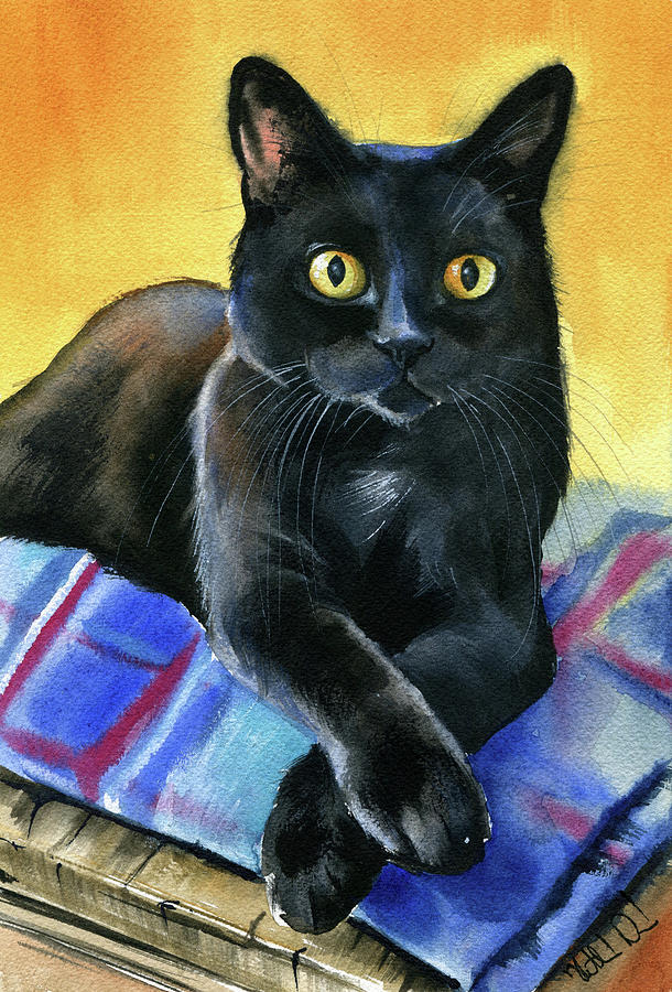 Ralph Black Cat Painting Painting by Dora Hathazi Mendes - Pixels Merch