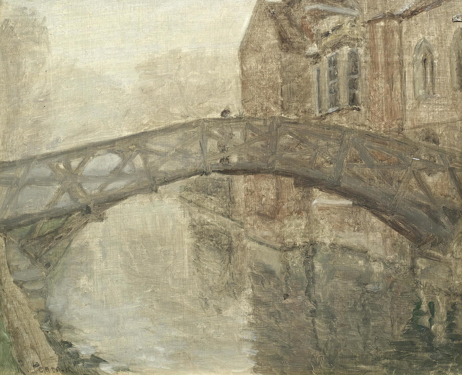 Ralph Peacock British, 1868-1946 Misty Morning On The Cam, The Mathematical Bridge Painting