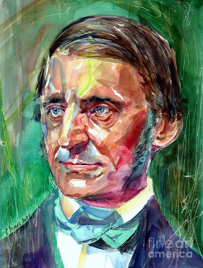Book Painting - Ralph Waldo Emerson Portrait by Suzann Sines
