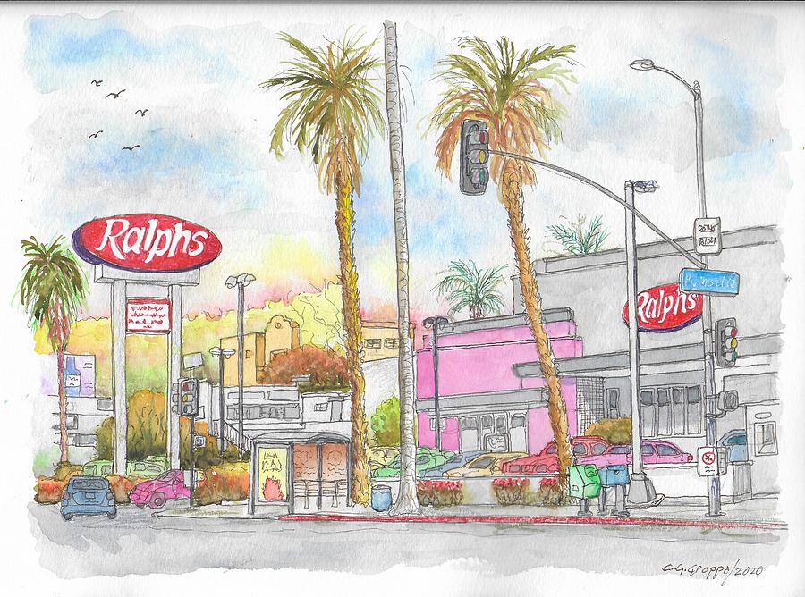 Ralphs Supermarket, Sunset Blvd., Hollywood, CA Painting by Carlos G Groppa