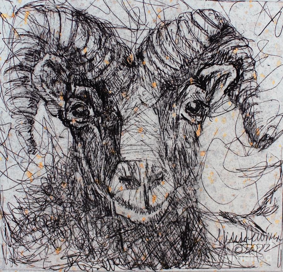 Ram  Drawing by Mindy Newman