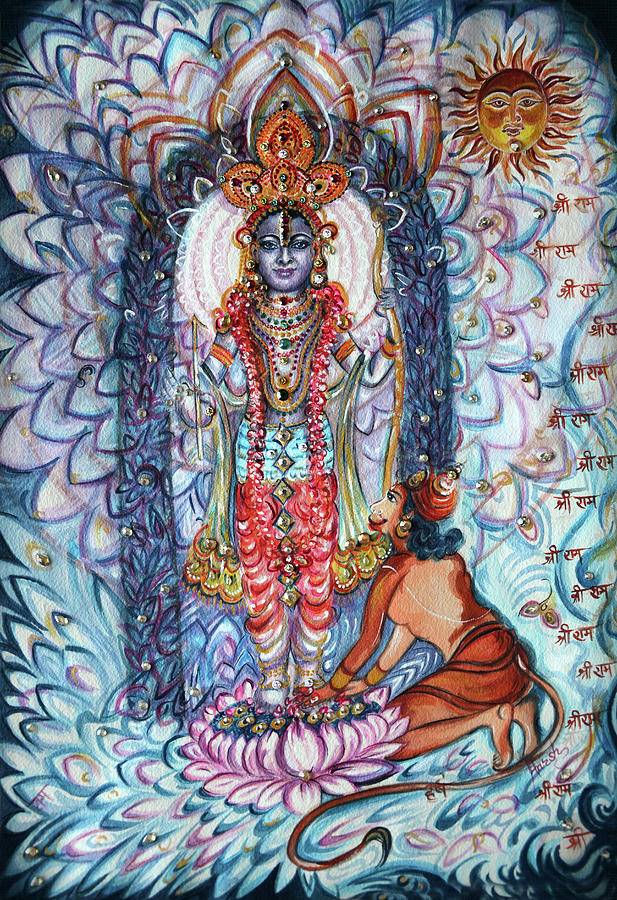 Rama in Ayodhya temple Painting by Harsh Malik