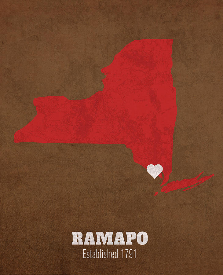 Cornell University Mixed Media - Ramapo New York City Map Founded 1791 Cornell University Color Palette by Design Turnpike